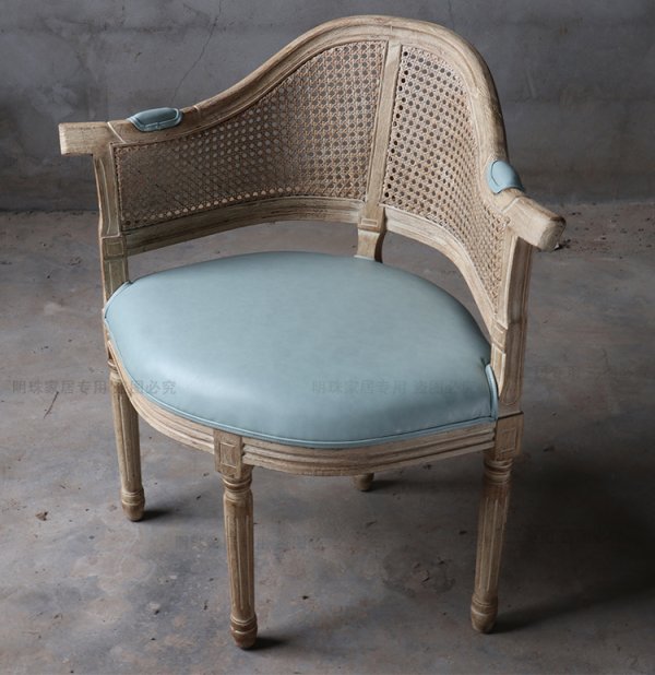 Custom Made French Country Armchair, American Light Luxury Retro Dining Chair, Cafe, Bar, Designer Library Furniture